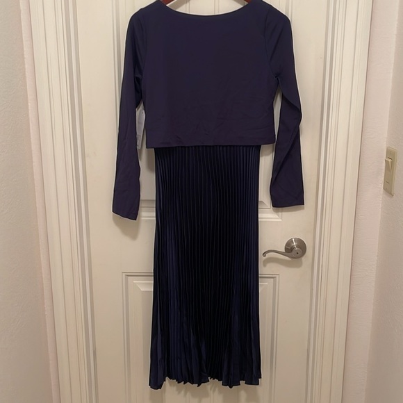 NWT Soft Surroundings Womens Cassandra Midi Dress Sz XS Blue Long Sleeve Pleated - Picture 10 of 15